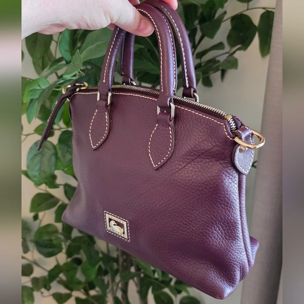 Dooney & Bourke Purple Pebble Leather Satchel - Picture 3 of 10